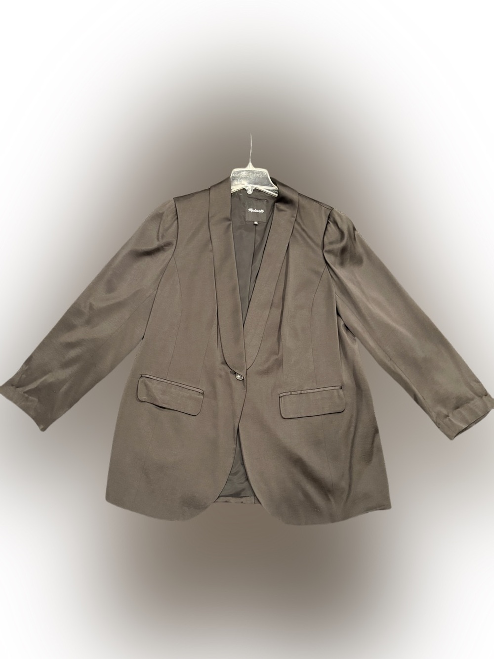 Madewell Oversized Black Satin Blazer - Women's Jacket. Size 16W. - Picture 2 of 4